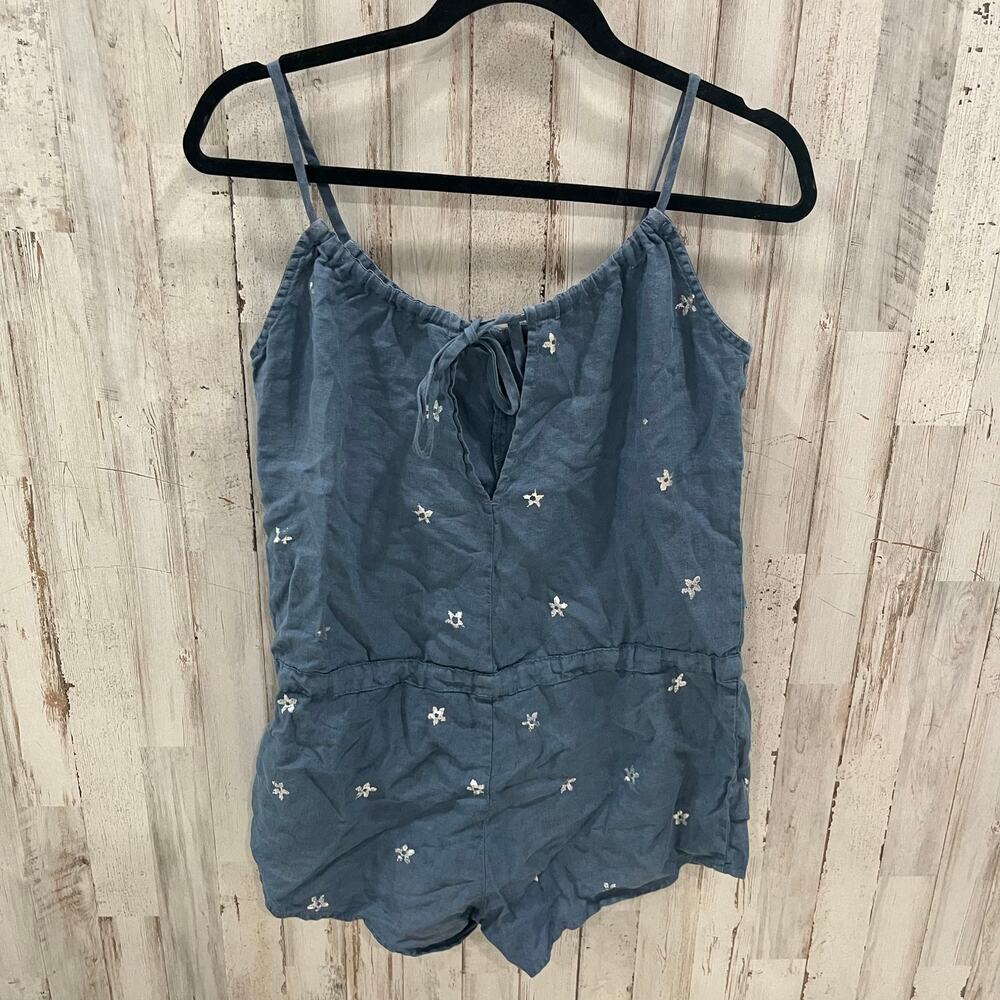Bella Dahl Womens Size XS Blue Star Print 100% Linen Romper Spring Summer